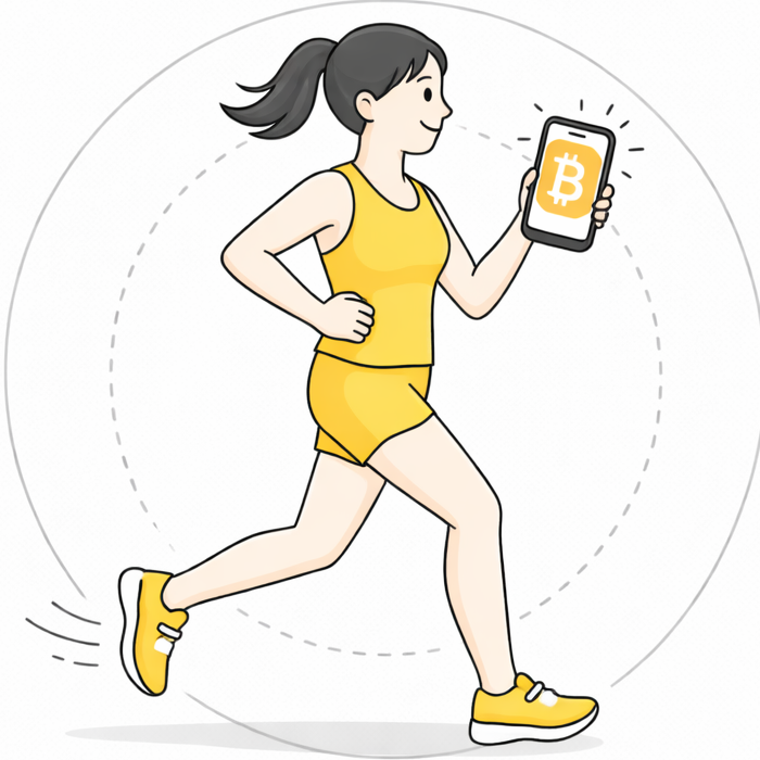 Runner earning Bitcoin with mobile app